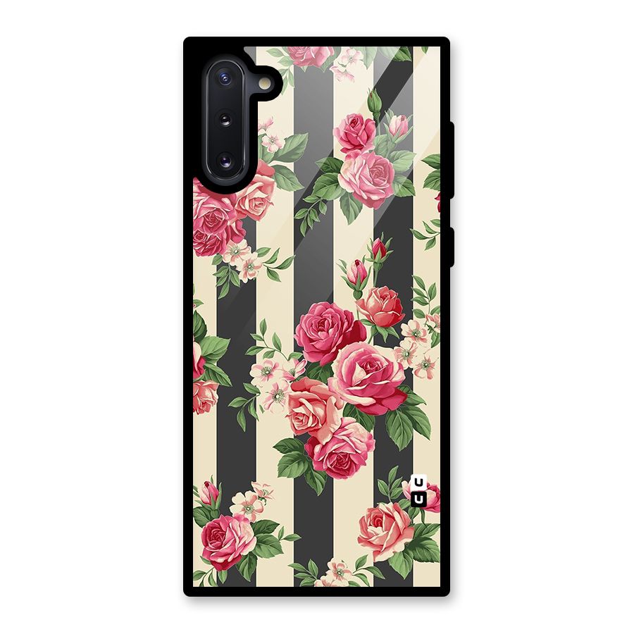 Stripes And Floral Glass Back Case for Galaxy Note 10