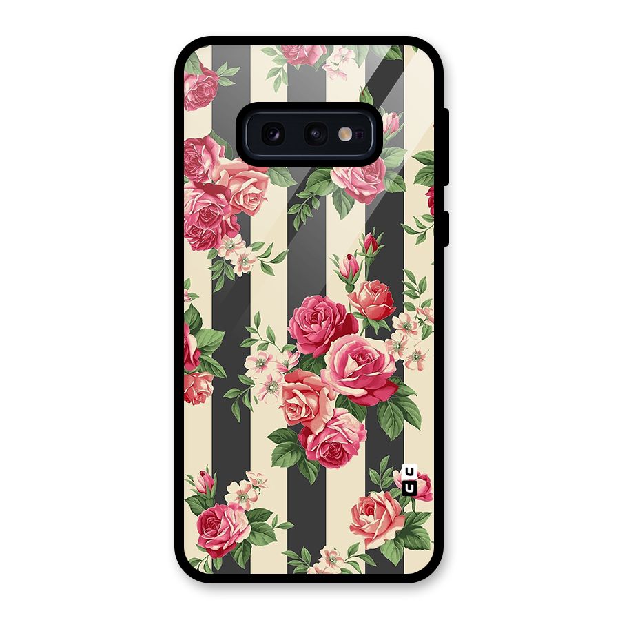 Stripes And Floral Glass Back Case for Galaxy S10e