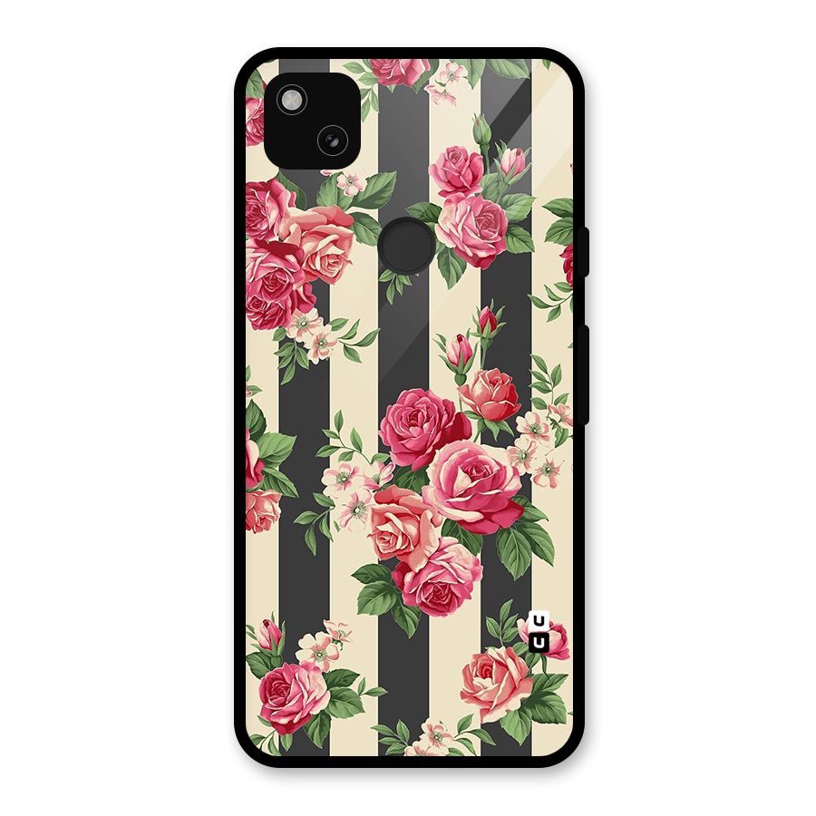 Stripes And Floral Glass Back Case for Google Pixel 4a