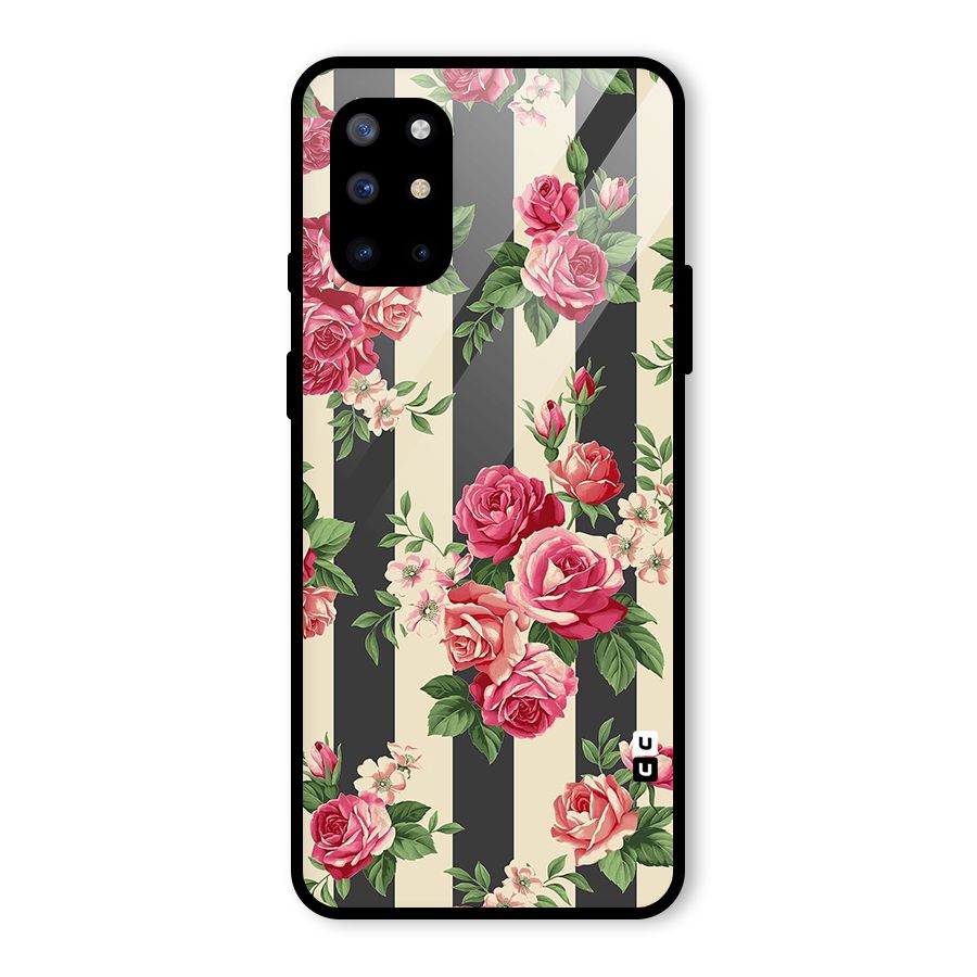 Stripes And Floral Glass Back Case for OnePlus 8T