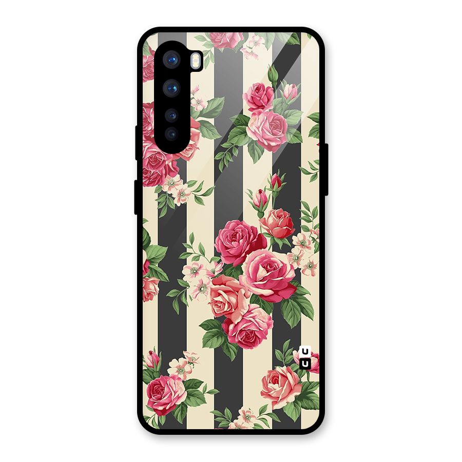 Stripes And Floral Glass Back Case for OnePlus Nord