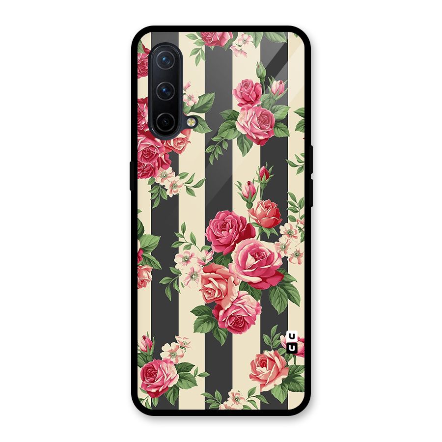 Stripes And Floral Glass Back Case for OnePlus Nord CE 5G