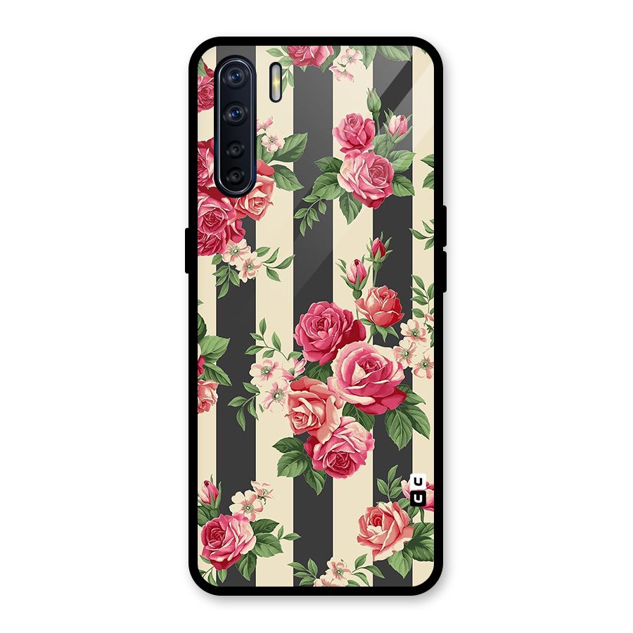 Stripes And Floral Glass Back Case for Oppo F15