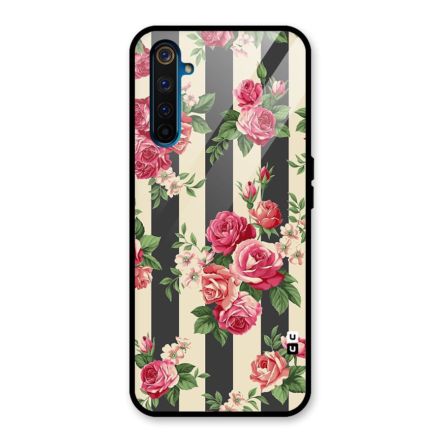 Stripes And Floral Glass Back Case for Realme 6 Pro