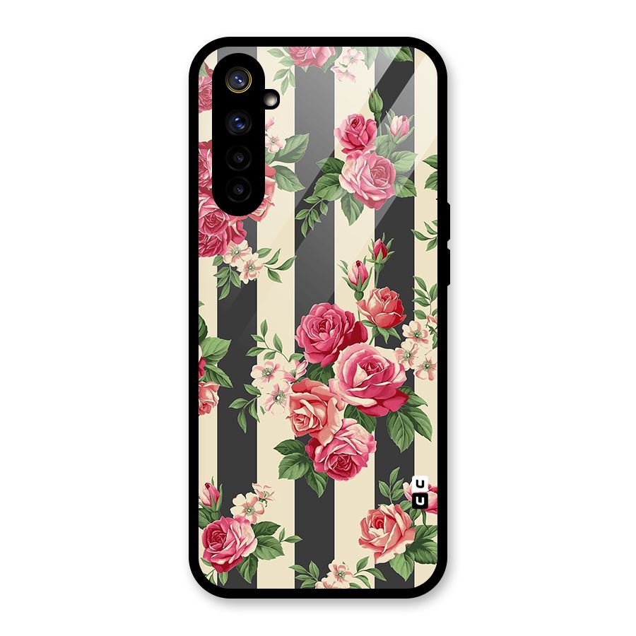 Stripes And Floral Glass Back Case for Realme 6i