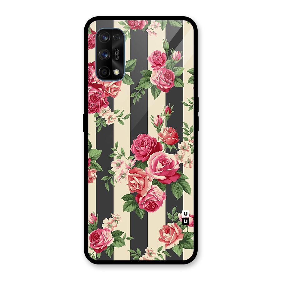 Stripes And Floral Glass Back Case for Realme 7 Pro