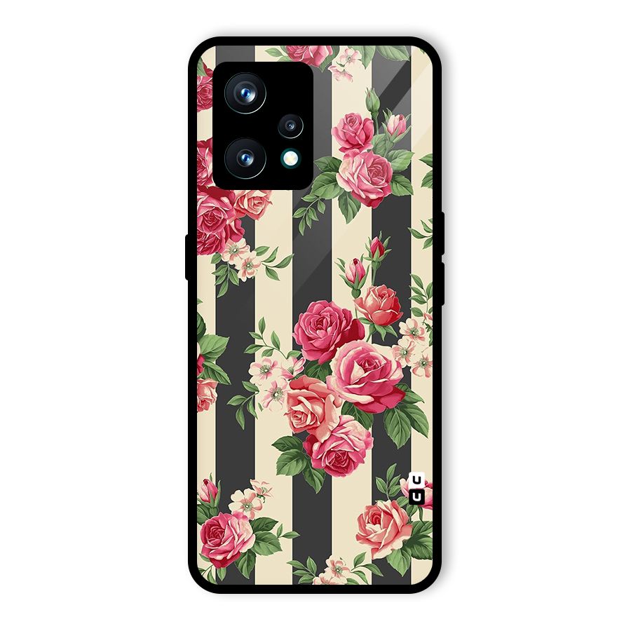Stripes And Floral Glass Back Case for Realme 9 Pro Plus 5G