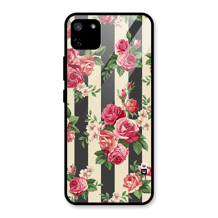 Stripes And Floral Glass Back Case for Realme C11