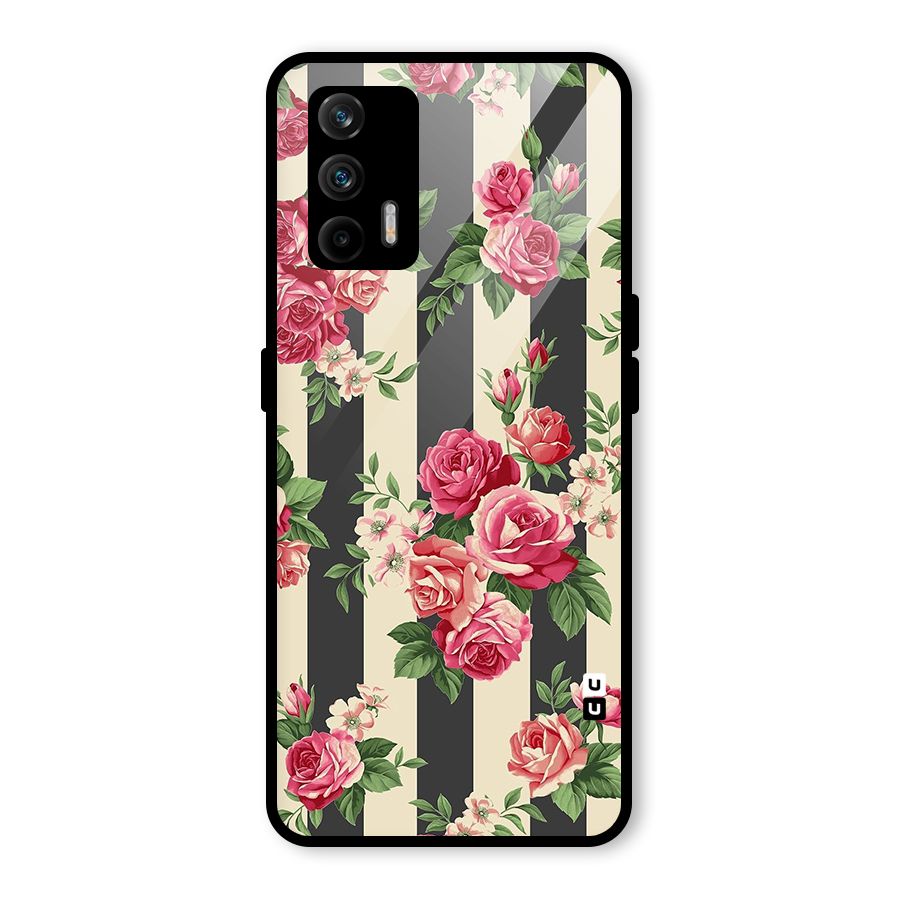 Stripes And Floral Glass Back Case for Realme GT 5G