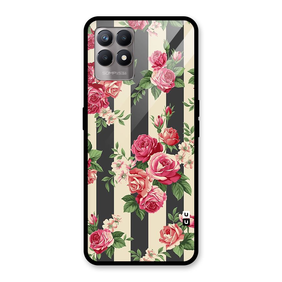 Stripes And Floral Glass Back Case for Realme Narzo 50