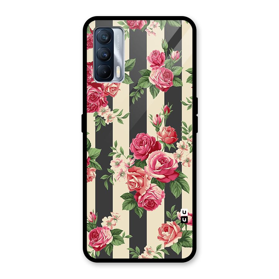 Stripes And Floral Glass Back Case for Realme X7