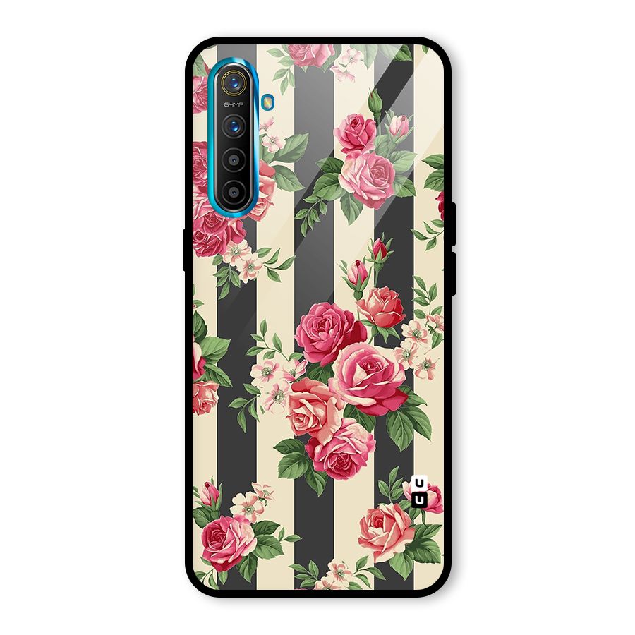 Stripes And Floral Glass Back Case for Realme XT