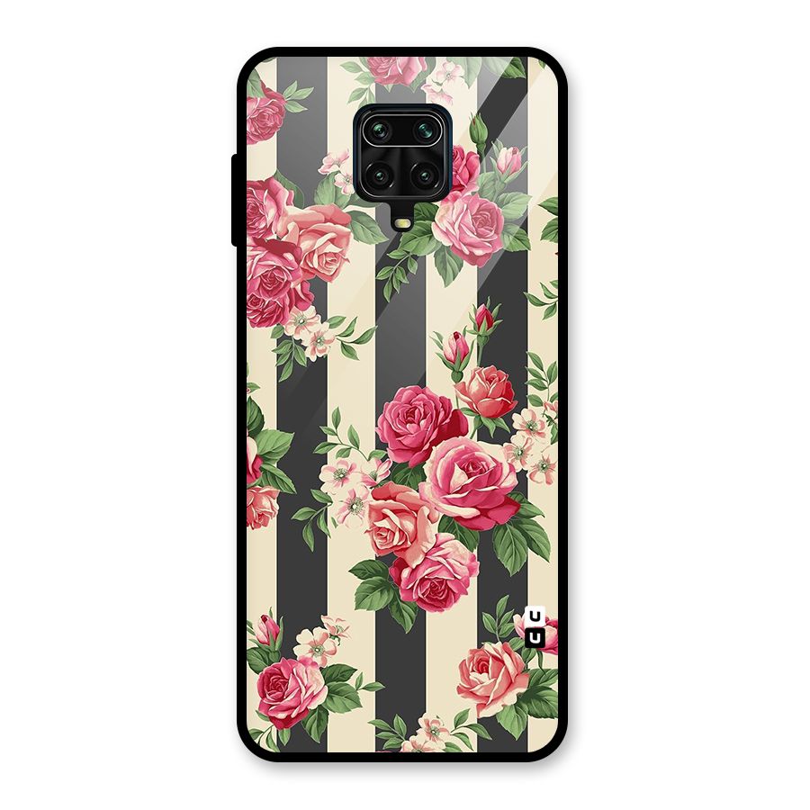 Stripes And Floral Glass Back Case for Redmi Note 10 Lite