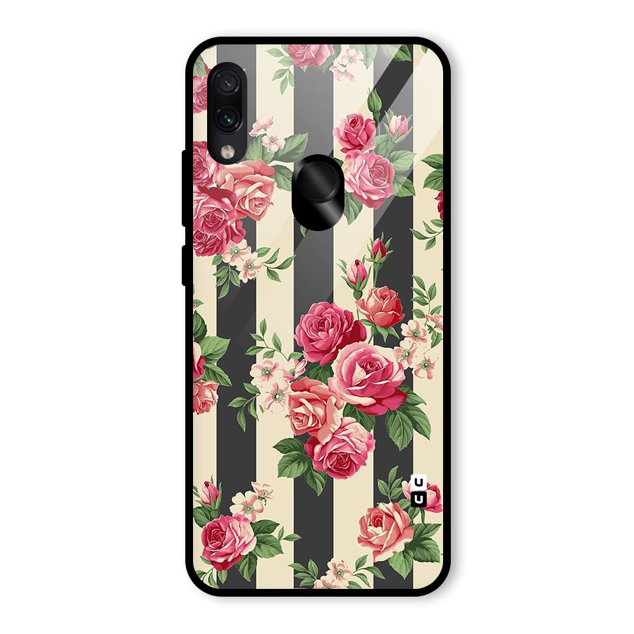 Stripes And Floral Glass Back Case for Redmi Note 7S