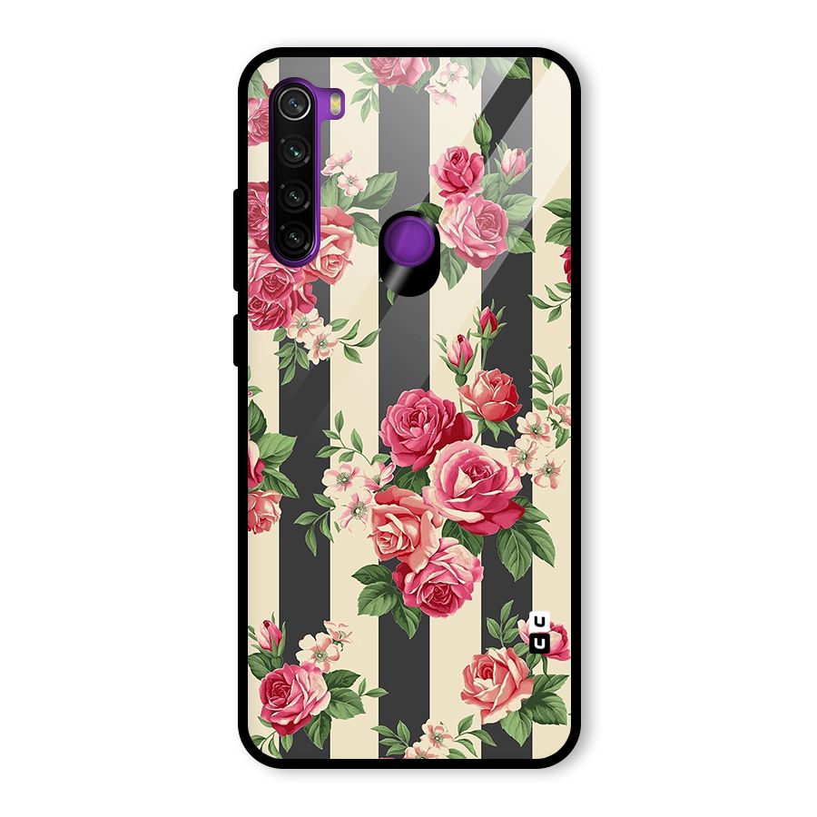 Stripes And Floral Glass Back Case for Redmi Note 8