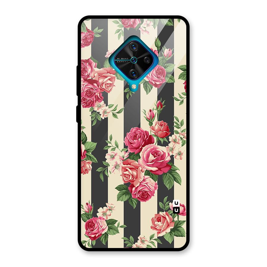 Stripes And Floral Glass Back Case for Vivo S1 Pro