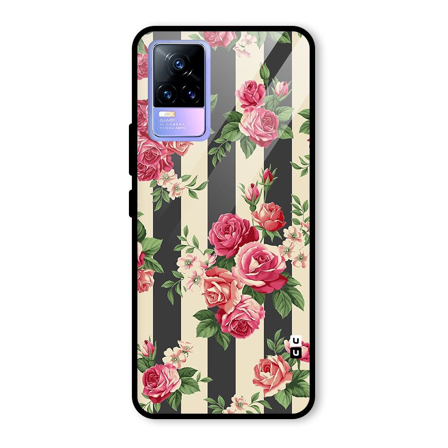 Stripes And Floral Glass Back Case for Vivo Y73
