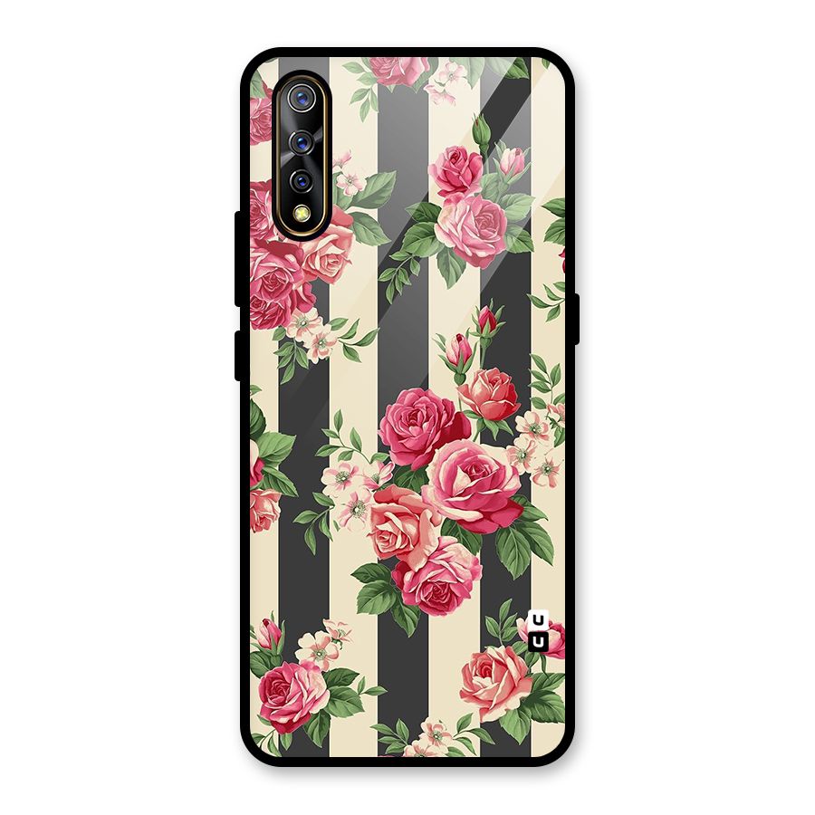 Stripes And Floral Glass Back Case for Vivo Z1x