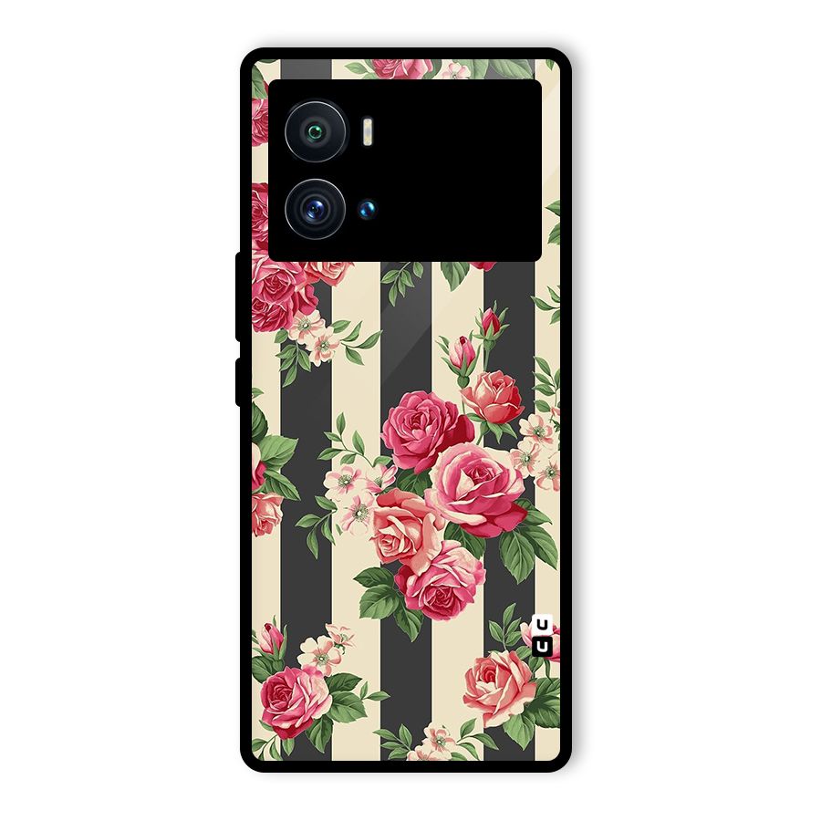 Stripes And Floral Glass Back Case for Vivo iQOO 9 Pro