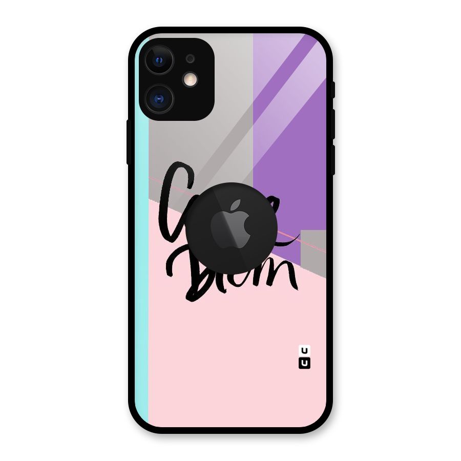 Stripes Black Diem Glass Back Case for iPhone 11 Logo Cut