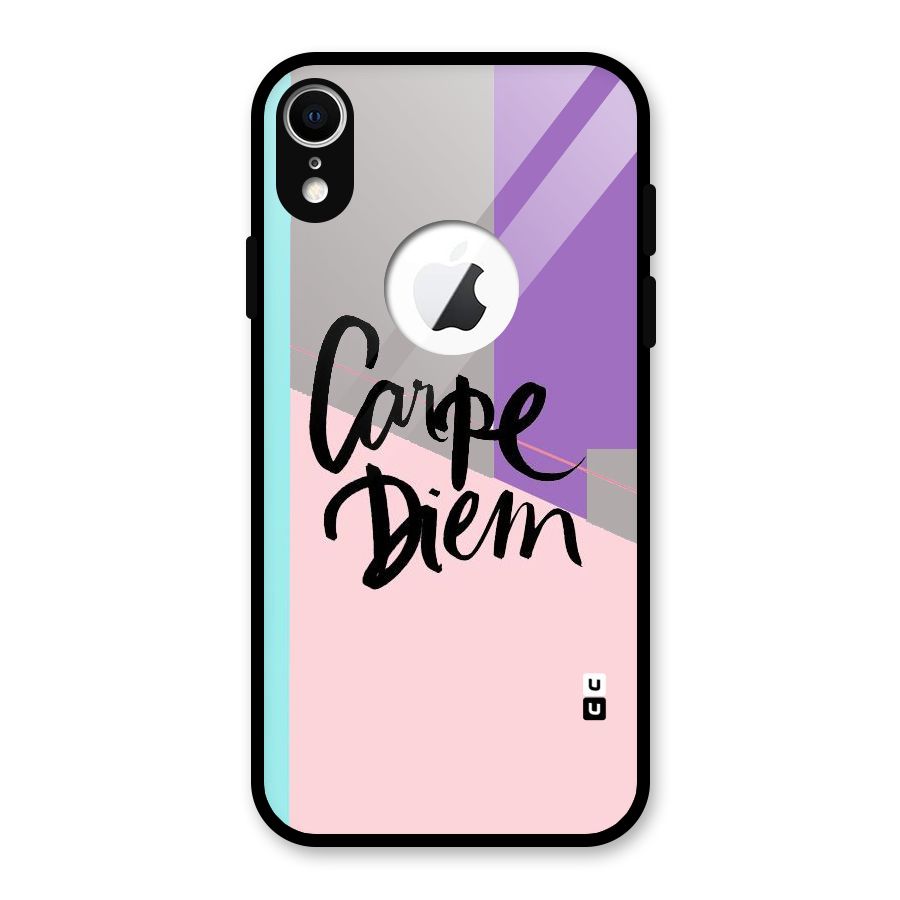 Stripes Black Diem Glass Back Case for iPhone XR Logo Cut