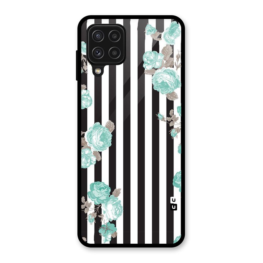 Stripes Bloom Glass Back Case for Galaxy A22 4G