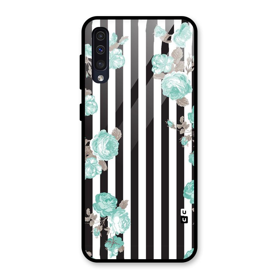 Stripes Bloom Glass Back Case for Galaxy A50