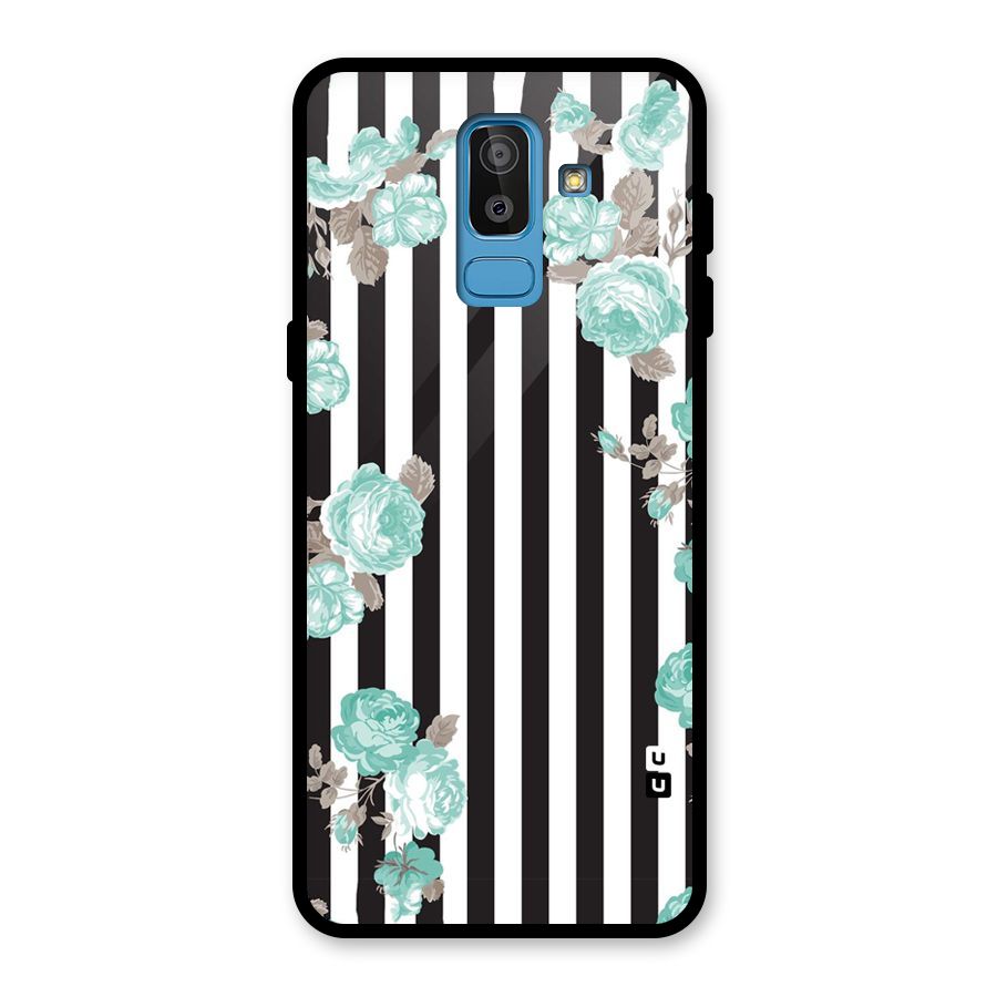Stripes Bloom Glass Back Case for Galaxy J8