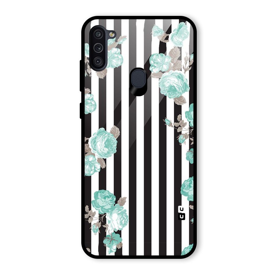 Stripes Bloom Glass Back Case for Galaxy M11