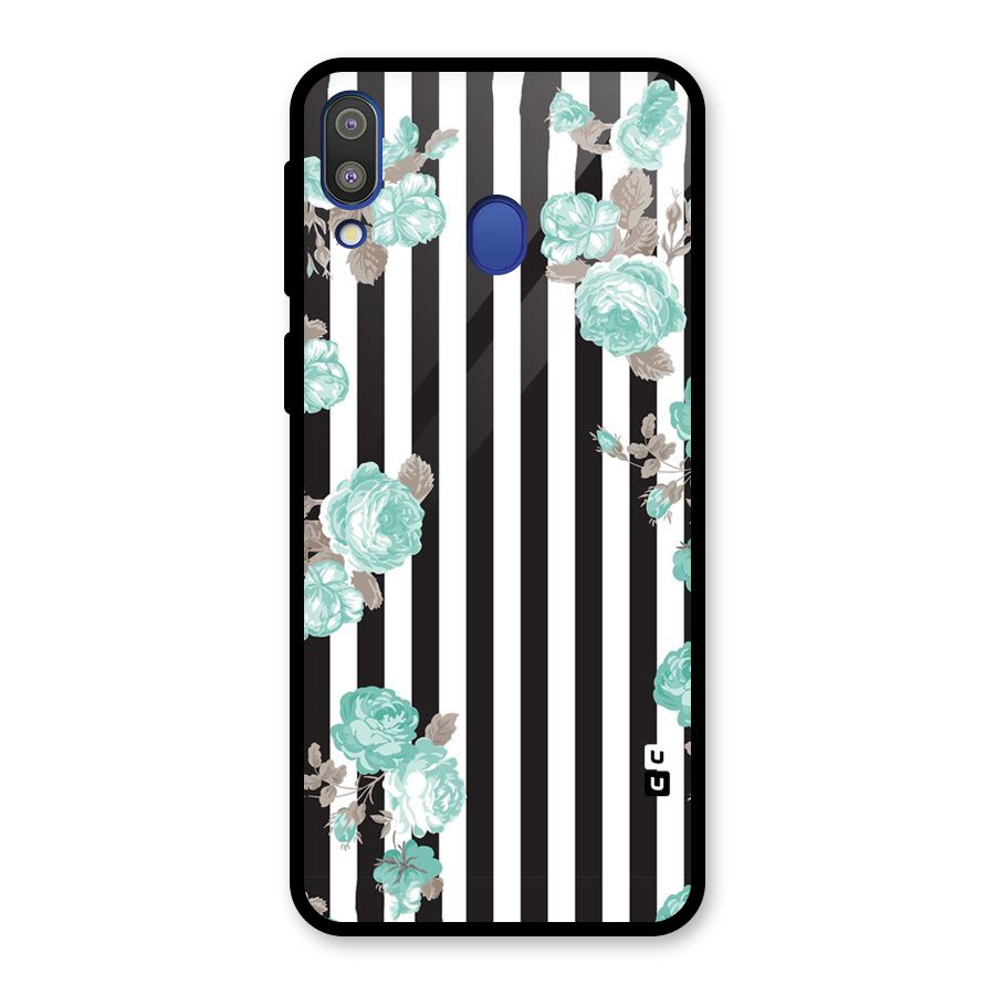 Stripes Bloom Glass Back Case for Galaxy M20