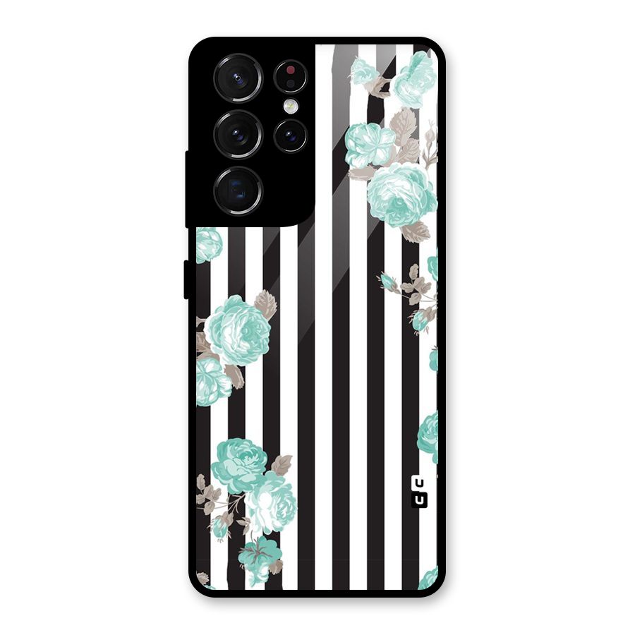 Stripes Bloom Glass Back Case for Galaxy S21 Ultra 5G