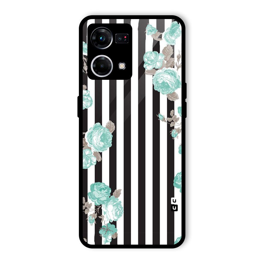 Stripes Bloom Glass Back Case for Oppo F21 Pro 4G