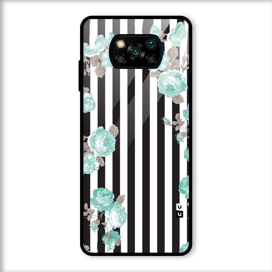 Stripes Bloom Glass Back Case for Poco X3