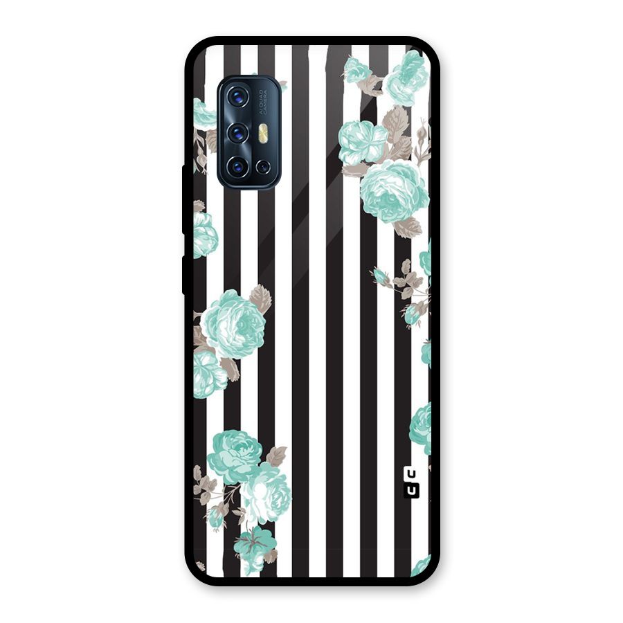 Stripes Bloom Glass Back Case for Vivo V17