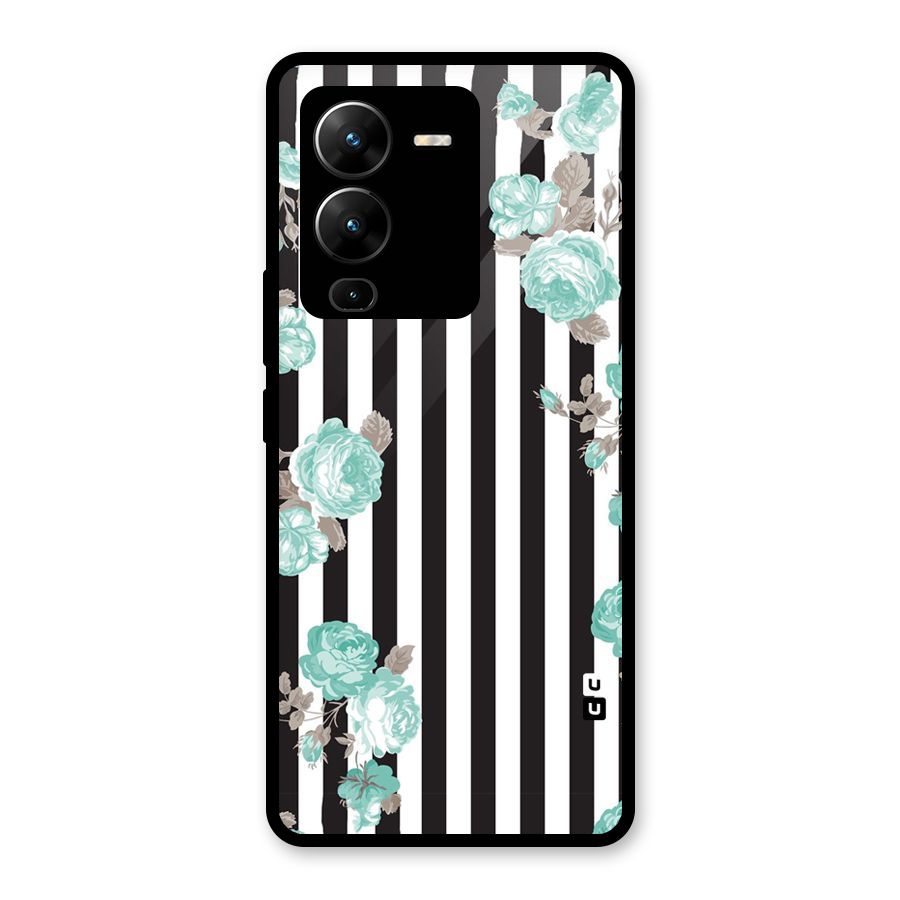 Stripes Bloom Glass Back Case for Vivo V25 Pro