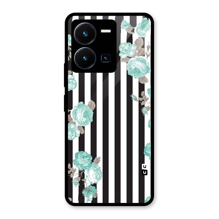 Stripes Bloom Glass Back Case for Vivo Y35