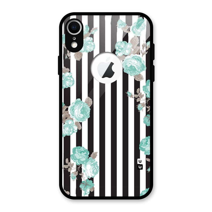 Stripes Bloom Glass Back Case for iPhone XR Logo Cut