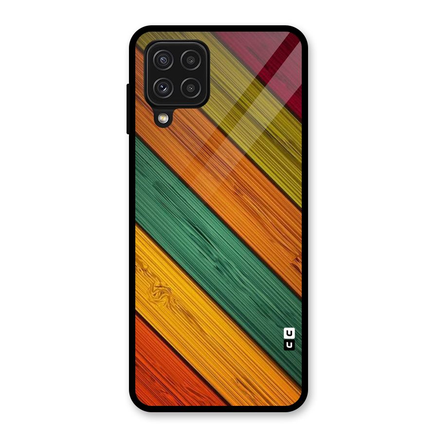 Stripes Classic Design Glass Back Case for Galaxy A22 4G