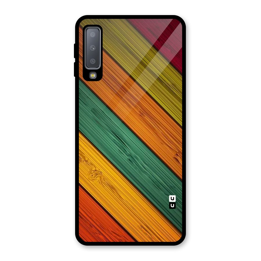 Stripes Classic Design Glass Back Case for Galaxy A7 (2018)
