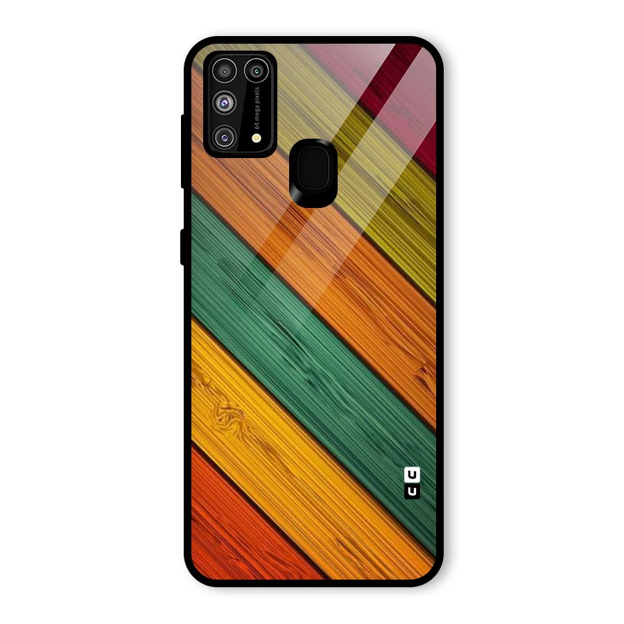 Stripes Classic Design Glass Back Case for Galaxy F41