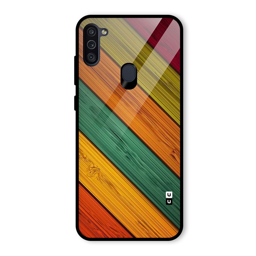Stripes Classic Design Glass Back Case for Galaxy M11