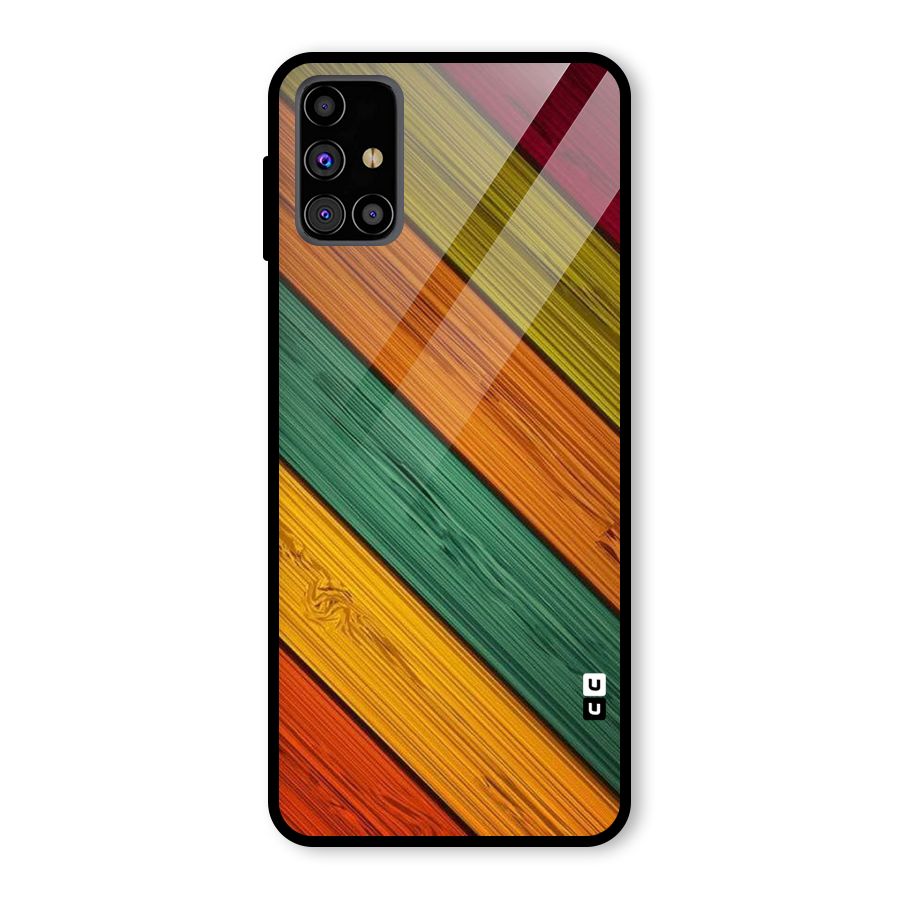 Stripes Classic Design Glass Back Case for Galaxy M31s