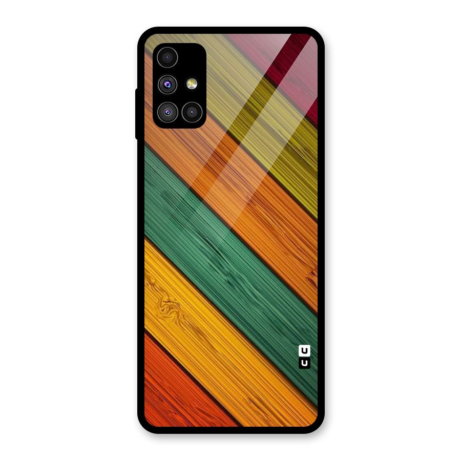 Stripes Classic Design Glass Back Case for Galaxy M51