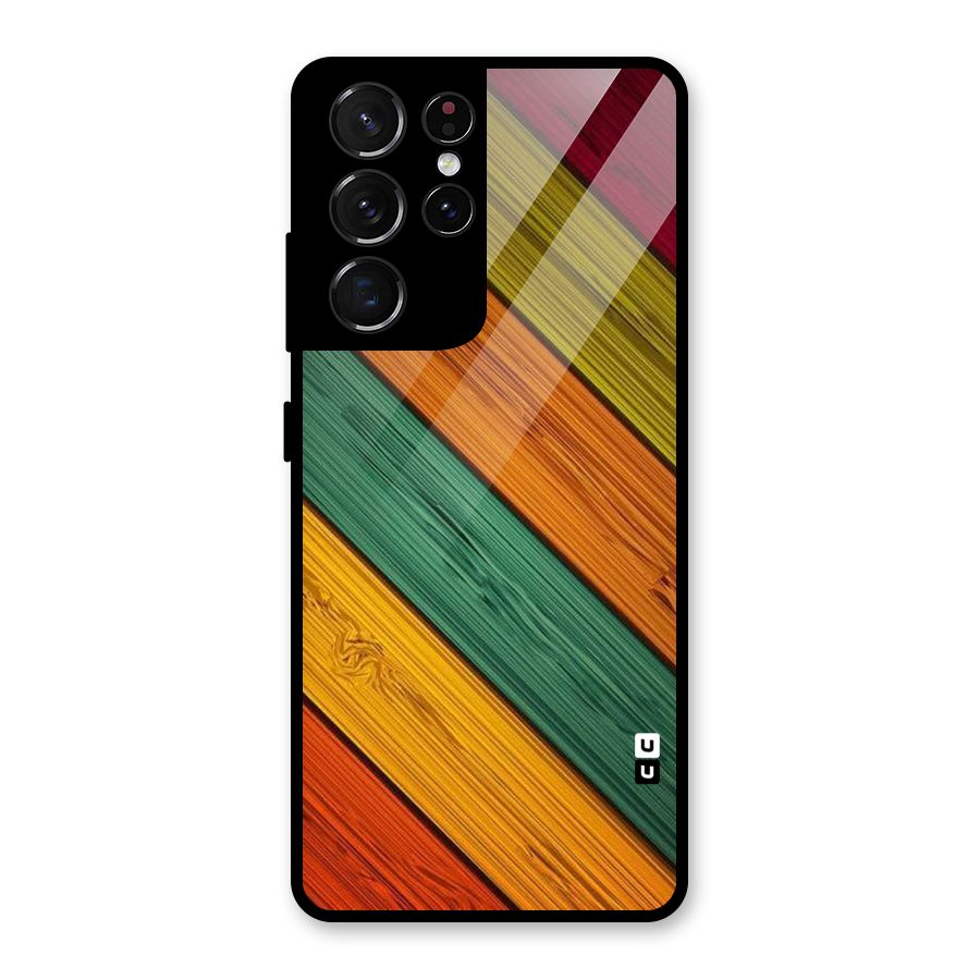 Stripes Classic Design Glass Back Case for Galaxy S21 Ultra 5G