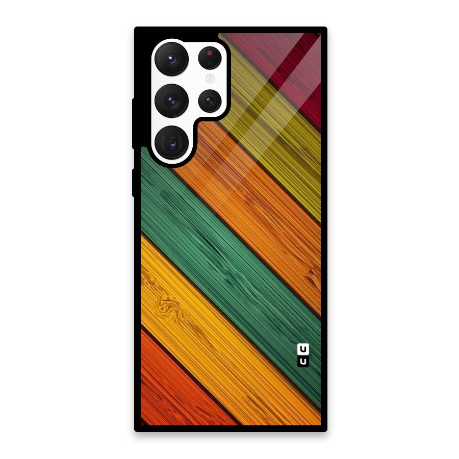 Stripes Classic Design Glass Back Case for Galaxy S22 Ultra 5G