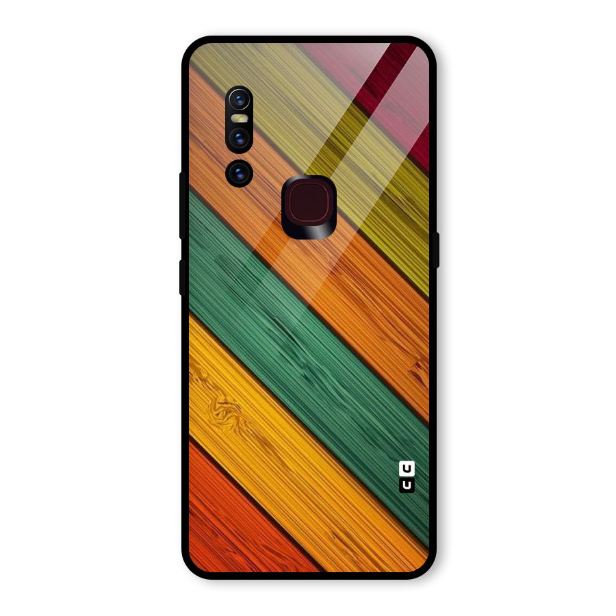 Stripes Classic Design Glass Back Case for Vivo V15