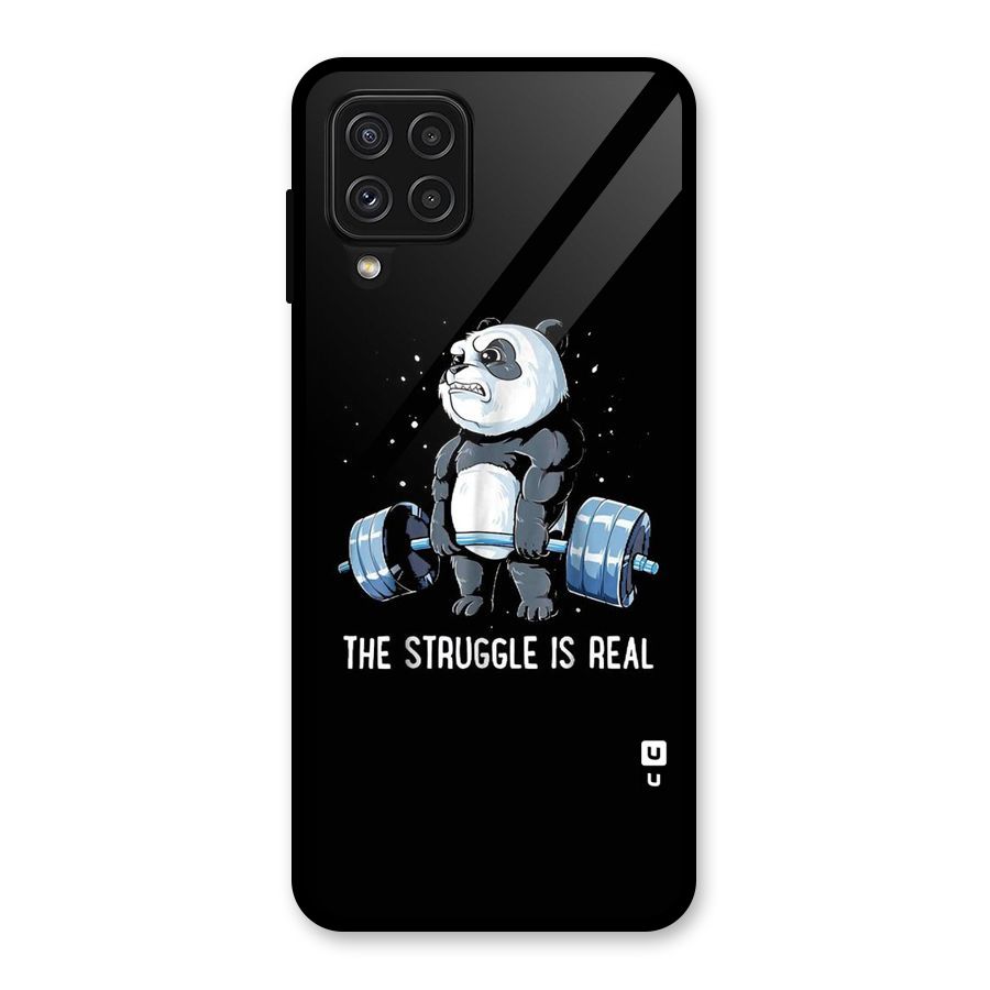 Struggle is Real Panda Glass Back Case for Galaxy A22 4G
