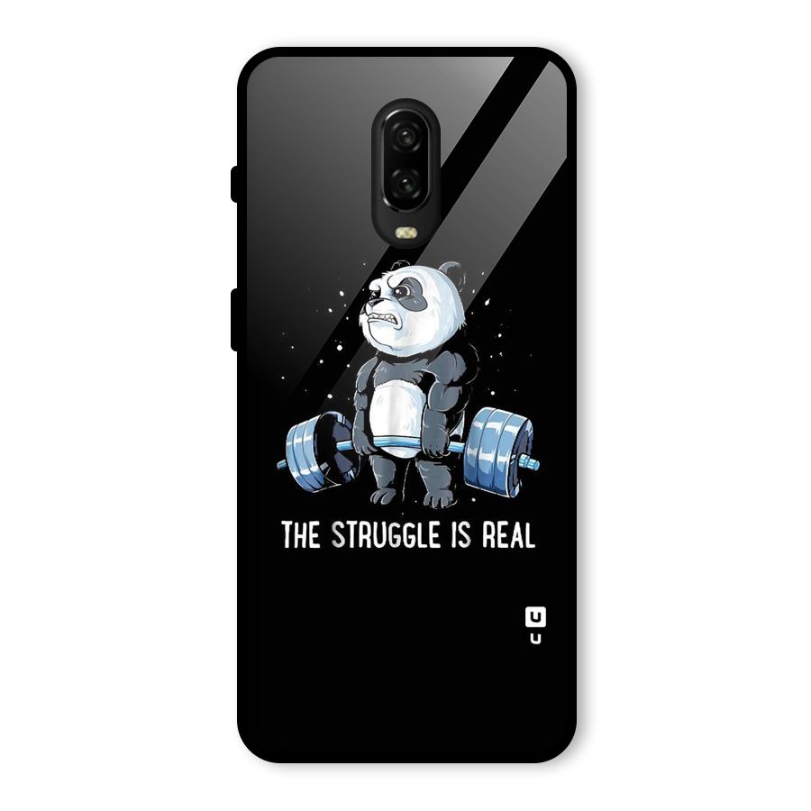 Struggle is Real Panda Glass Back Case for OnePlus 6T