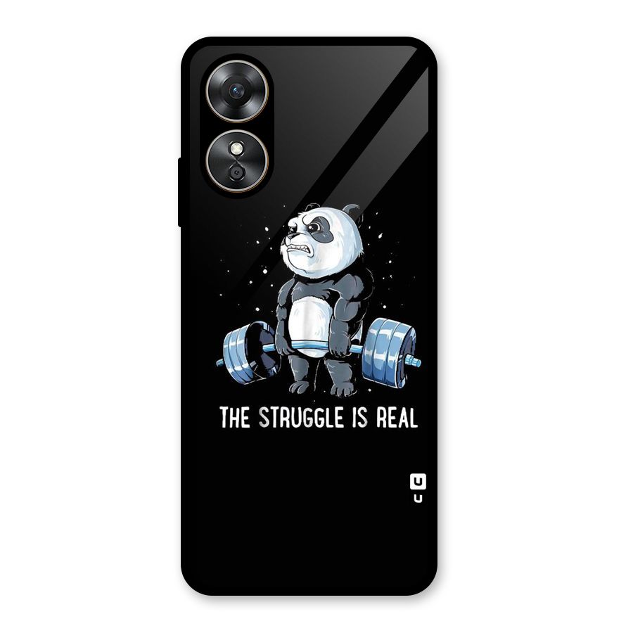 Struggle is Real Panda Glass Back Case for Oppo A17