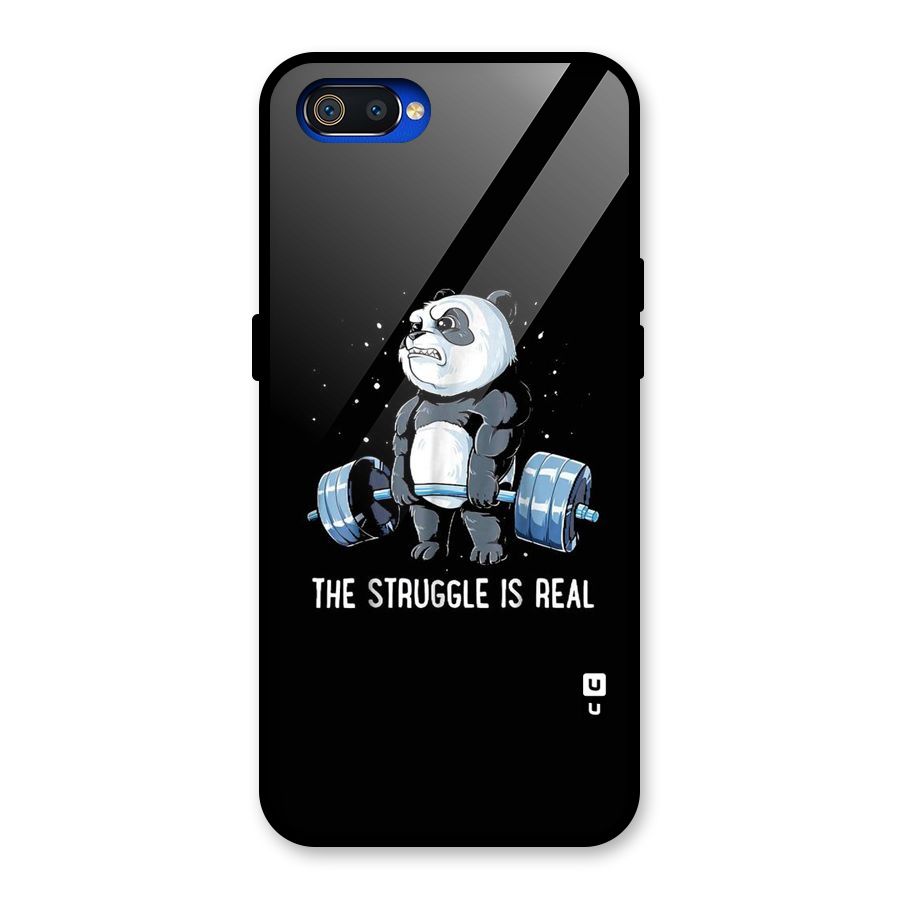 Struggle is Real Panda Glass Back Case for Realme C2